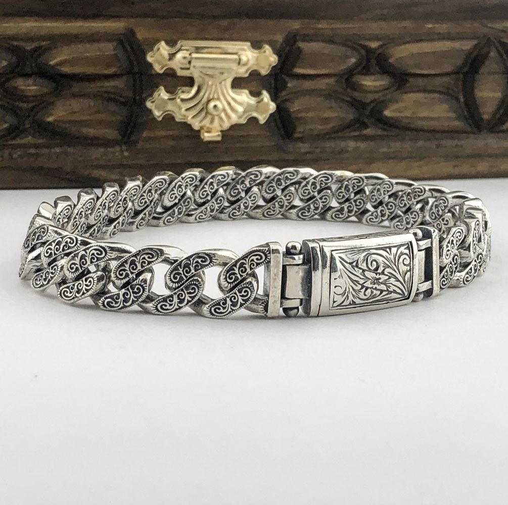925 Ayar Gümüş El İşi Gurmet Erkek Bileklik