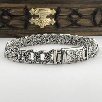 925 Ayar Gümüş El İşi Gurmet Erkek Bileklik