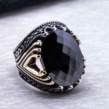 925 Ayar Gümüş Siyah Zirkon Taşlı Yüzük