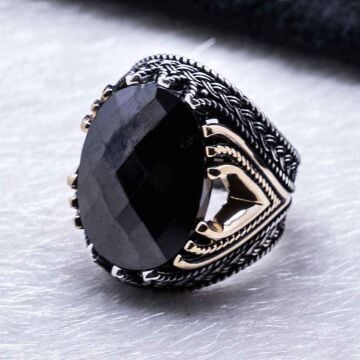 925 Ayar Gümüş Siyah Zirkon Taşlı Yüzük