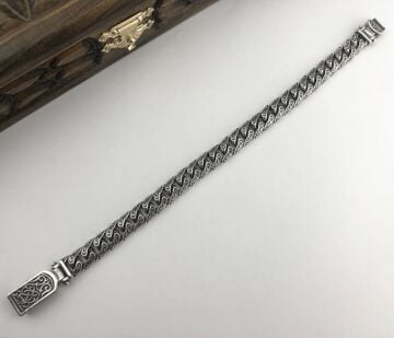 925 Ayar Gümüş El İşi Gurmet Erkek Bileklik