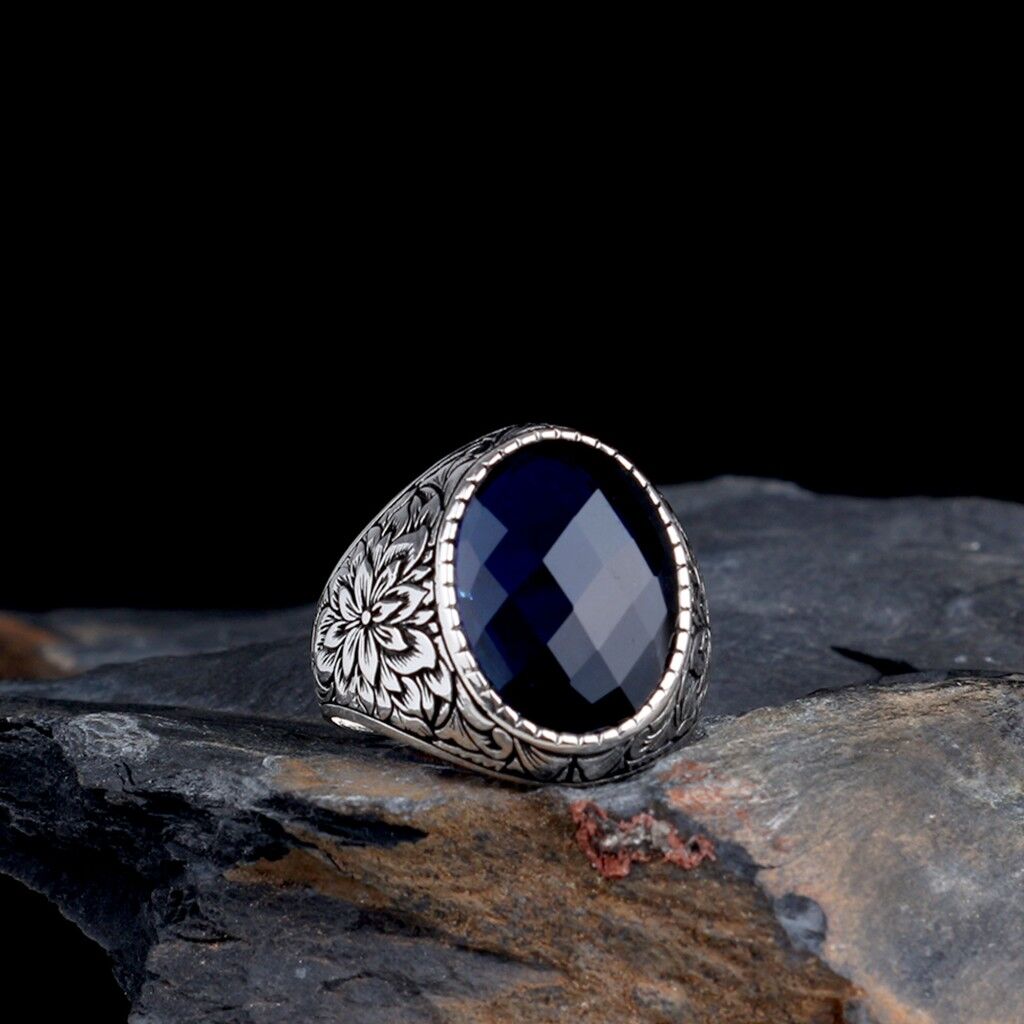 ZİRKON TAŞLI OVAL MODEL 925 AYAR GÜMÜŞ ERKEK YÜZÜK