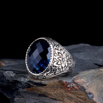 ZİRKON TAŞLI OVAL MODEL 925 AYAR GÜMÜŞ ERKEK YÜZÜK