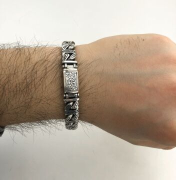 925 Ayar Gümüş El İşi Gurmet Erkek Bileklik