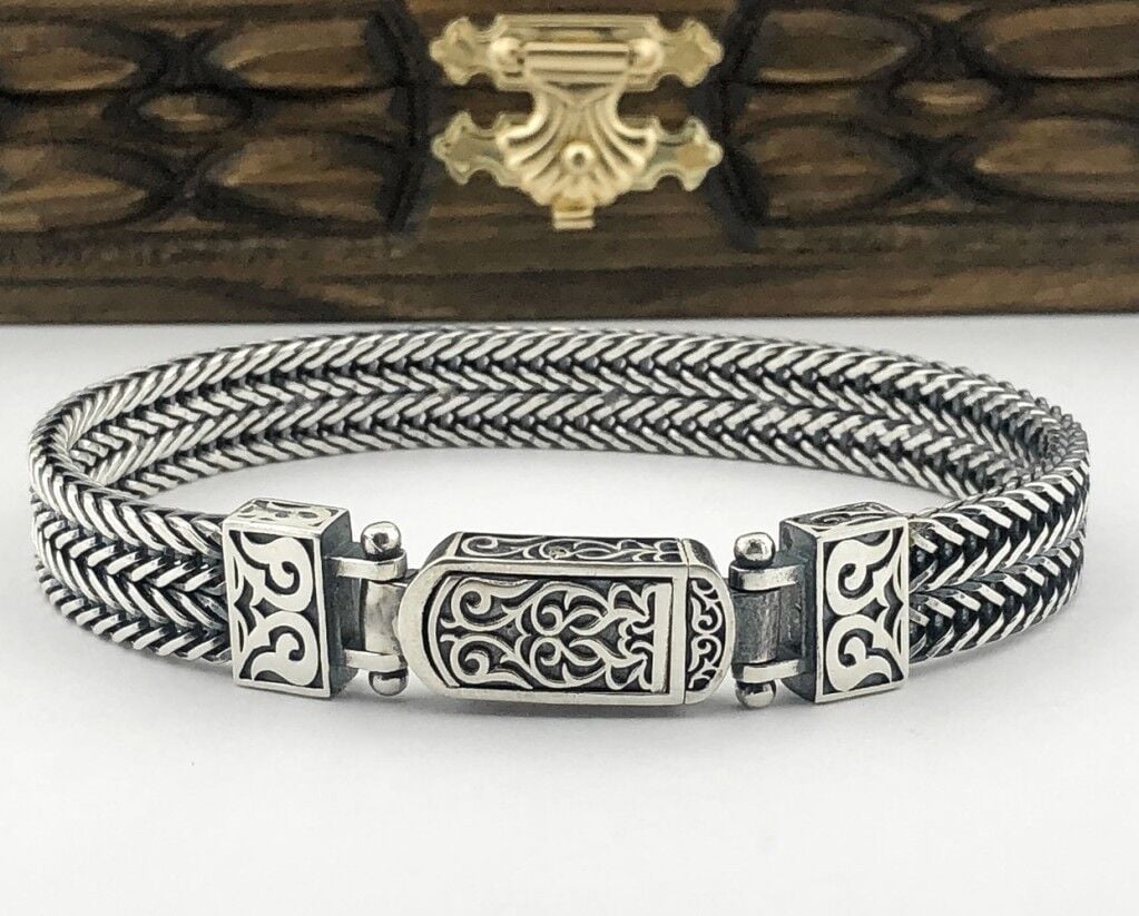 925 Ayar Gümüş Hasır Erkek Bileklik