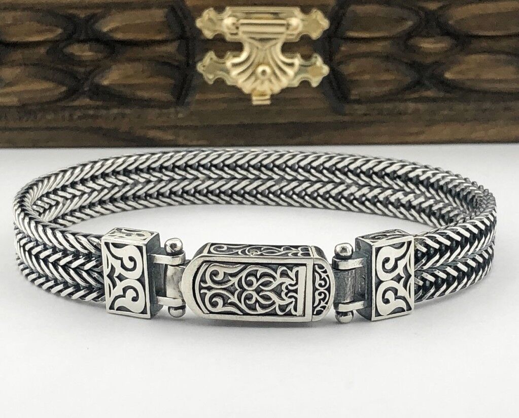 925 Ayar Gümüş Hasır Erkek Bileklik