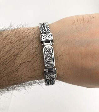 925 Ayar Gümüş Hasır Erkek Bileklik