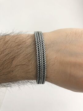 925 Ayar Gümüş Hasır Erkek Bileklik