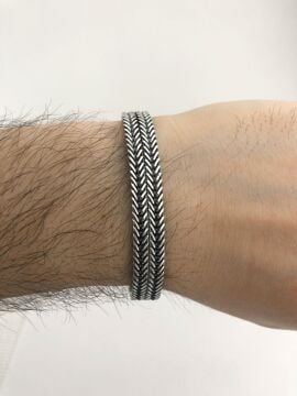 925 Ayar Gümüş Hasır Erkek Bileklik