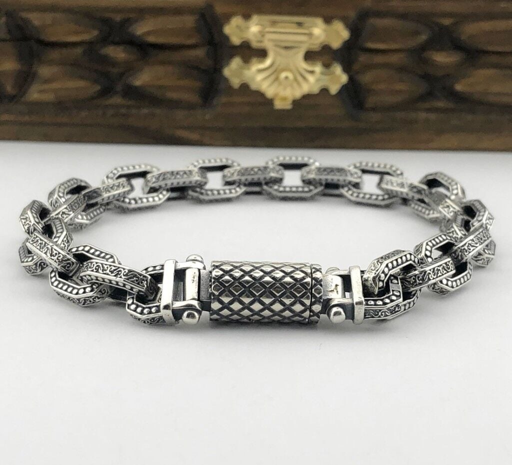 925 Ayar Gümüş Zincir Model Erkek Bileklik