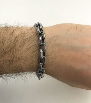 925 Ayar Gümüş Zincir Model Erkek Bileklik
