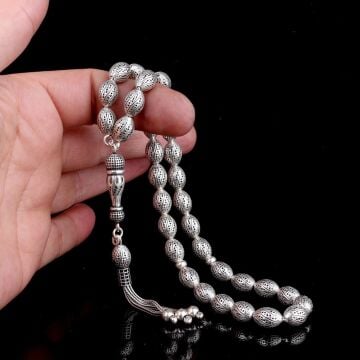 925 Ayar Gümüş Arpa Kesim Fizyon Tesbih Model 10