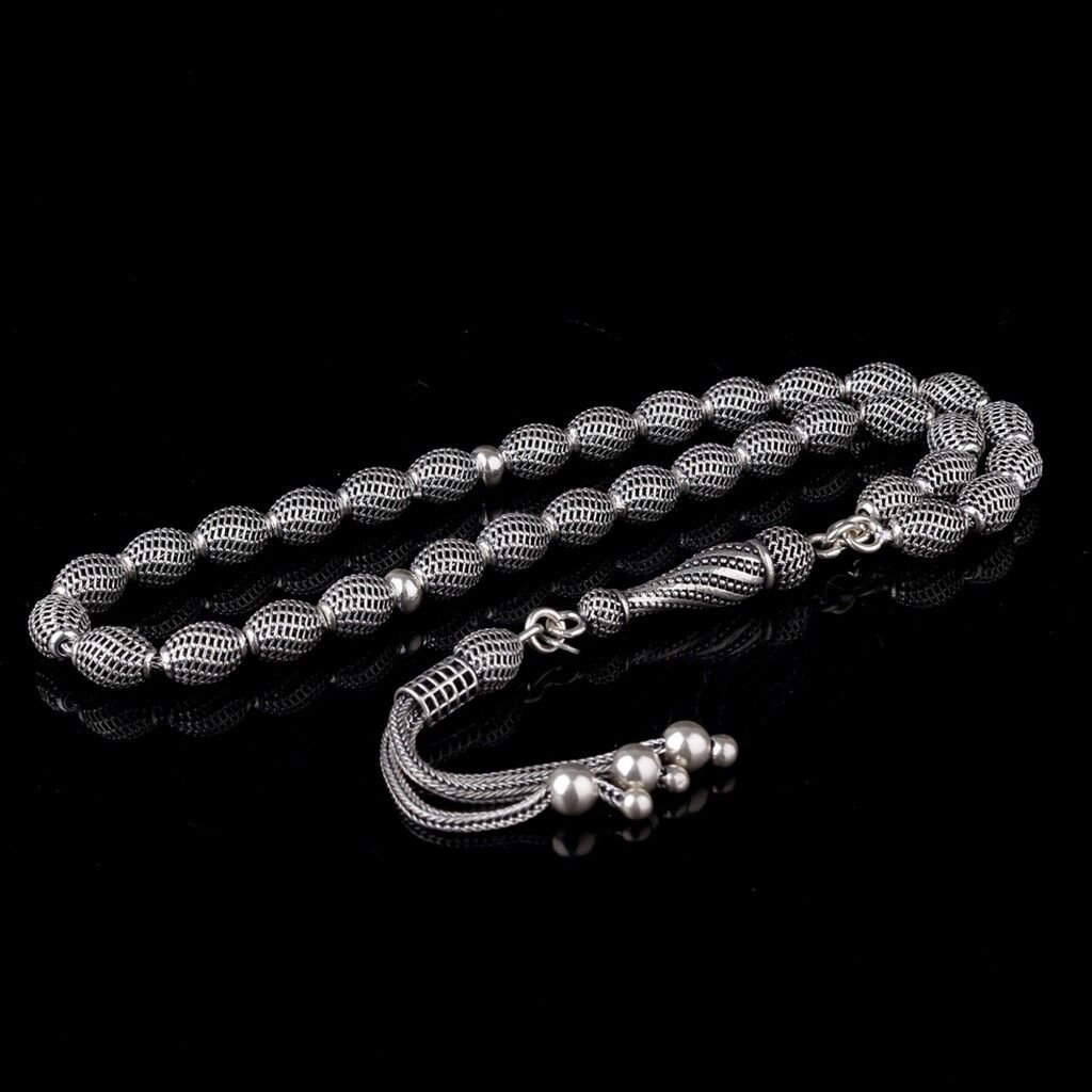 925 Ayar Gümüş Arpa Kesim Fizyon Tesbih Model 11