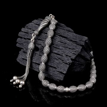 925 Ayar Gümüş Arpa Kesim Fizyon Tesbih Model 11