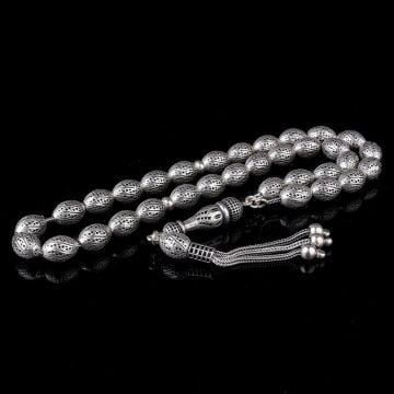 925 Ayar Gümüş Arpa Kesim Fizyon Tesbih Model 12