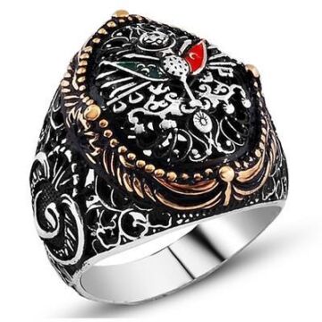 Osmanlı Armalı Vav Detaylı 925 Ayar Gümüş Yüzük