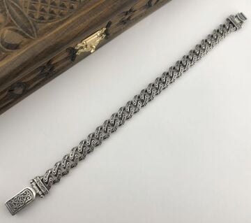 925 Ayar Gümüş El İşi Gurmet Erkek Bileklik