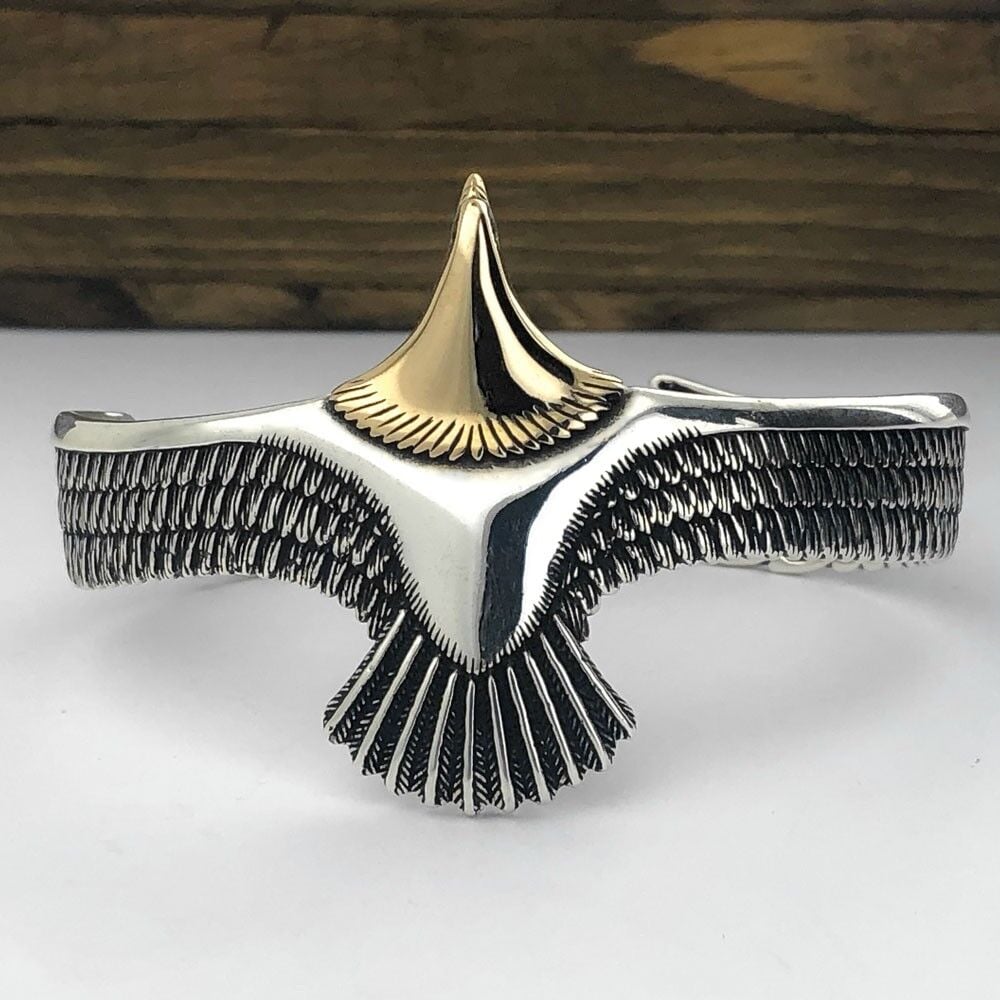 Ayarlanabilir 925 Ayar Gümüş Kartal Erkek Kelepçe