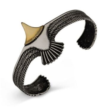 Ayarlanabilir 925 Ayar Gümüş Kartal Erkek Kelepçe