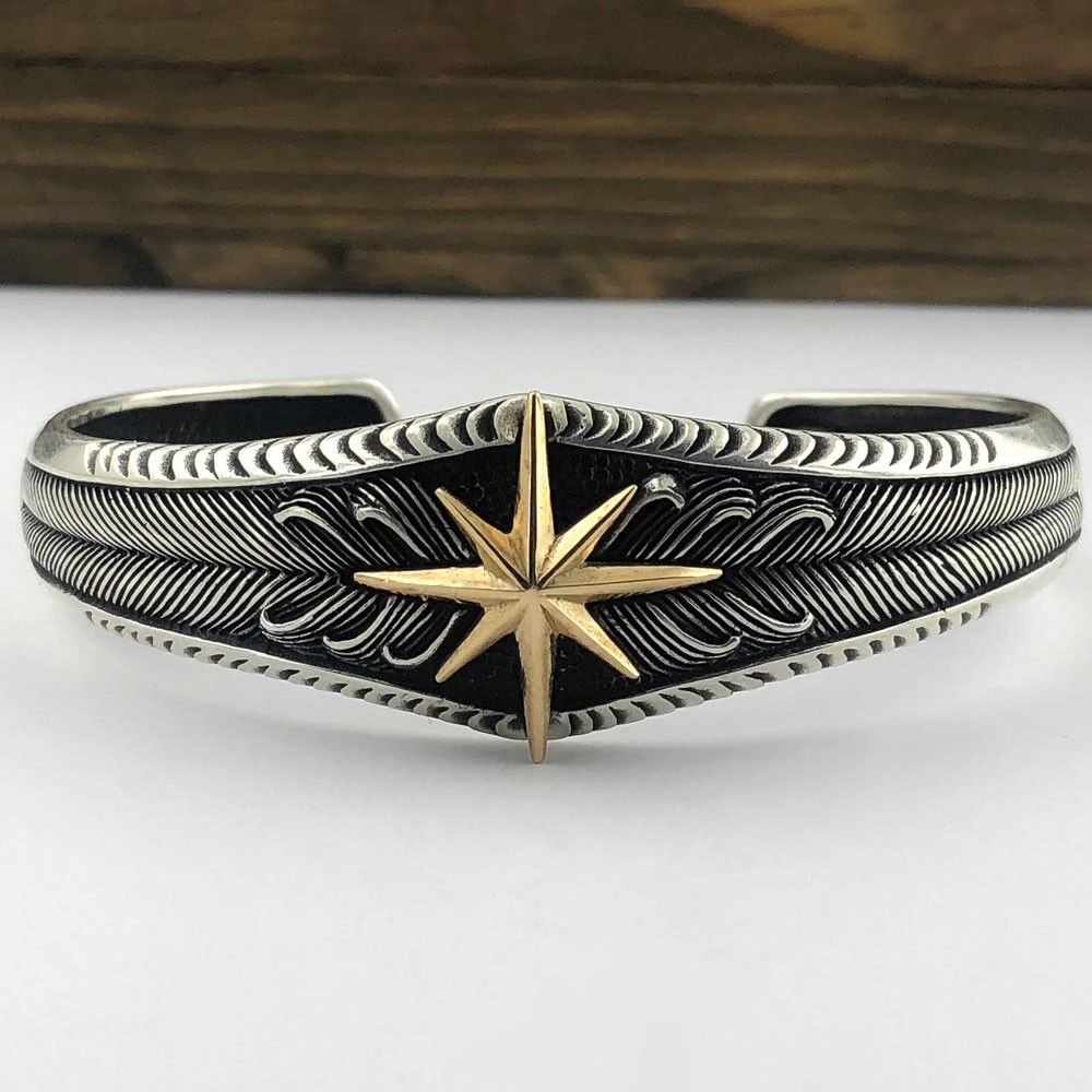 Ayarlanabilir 925 Ayar Gümüş Pusula Erkek Kelepçe