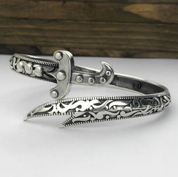 Ayarlanabilir 925 Ayar Gümüş Zülfikar Kılıç Erkek Kelepçe