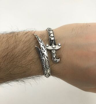 Ayarlanabilir 925 Ayar Gümüş Zülfikar Kılıç Erkek Kelepçe