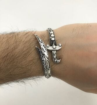 Ayarlanabilir 925 Ayar Gümüş Zülfikar Kılıç Erkek Kelepçe