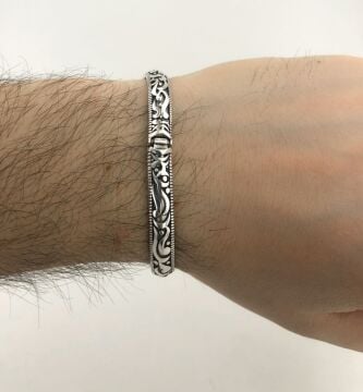 Ayarlanabilir 925 Ayar Gümüş Zülfikar Kılıç Erkek Kelepçe