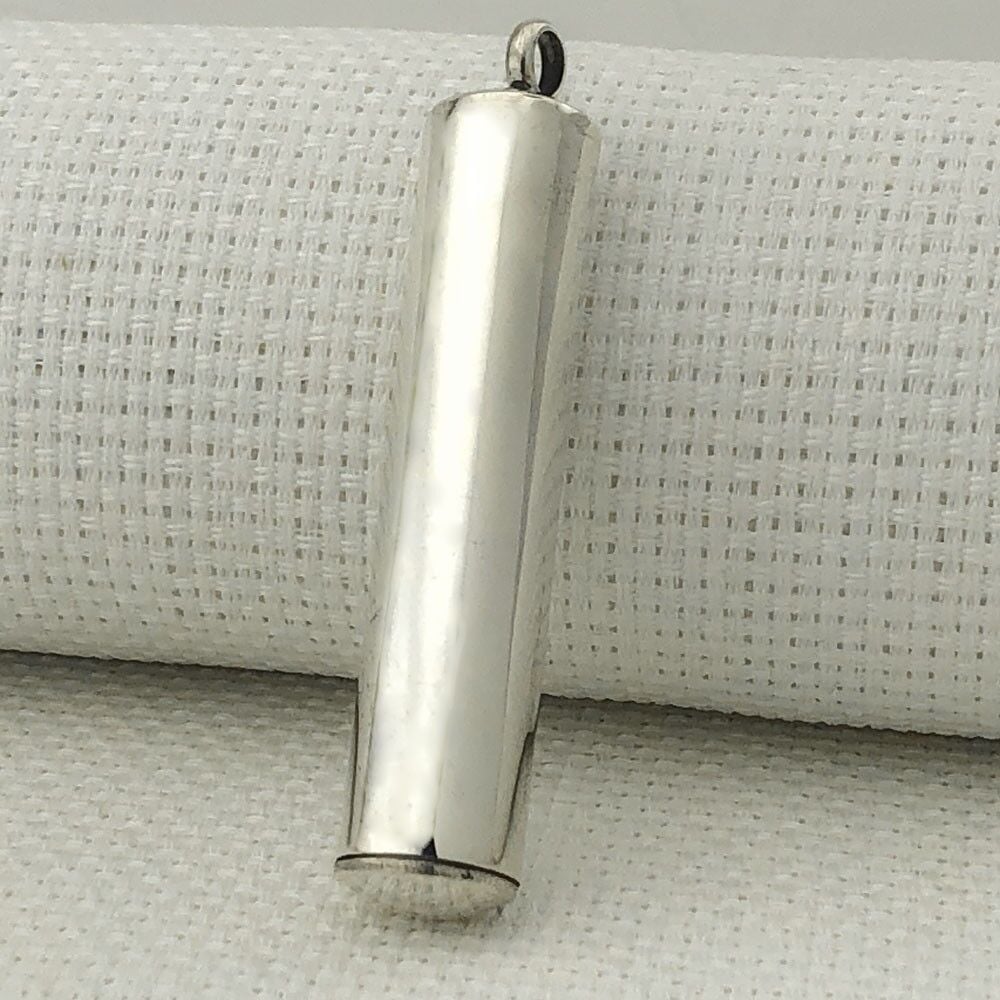 Silindir Düz Parlak 925 Ayar Gümüş Cevşen Kolye Ucu