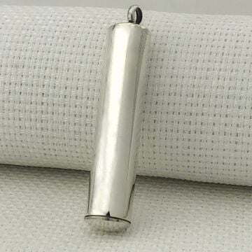 Silindir Düz Parlak 925 Ayar Gümüş Cevşen Kolye Ucu
