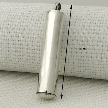 Silindir Düz Parlak 925 Ayar Gümüş Cevşen Kolye Ucu
