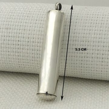 Silindir Düz Parlak 925 Ayar Gümüş Cevşen Kolye Ucu