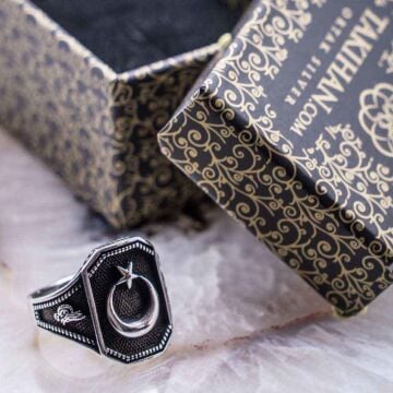 925 Ayar Gümüş Ay Yıldız Yüzük