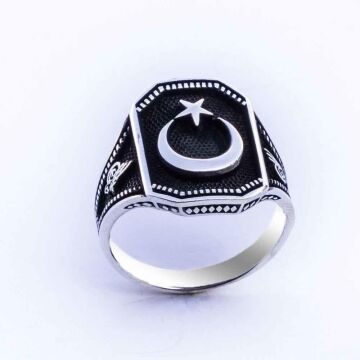 925 Ayar Gümüş Ay Yıldız Yüzük