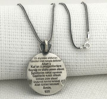 925 Ayar Gümüş Göktürkçe Türk Yazılı Bozkurt Kolye