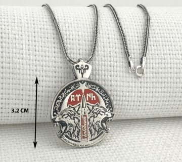 925 Ayar Gümüş Göktürkçe Türk Yazılı Bozkurt Kolye