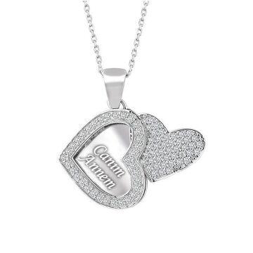 İsim Yazılı Kalpli Model Gümüş Bayan Kolye