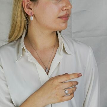Baget Zirkon Taşlı Gümüş Bayan Set