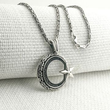 925 Ayar Gümüş Ayyıldız Kral Zincir Kolye
