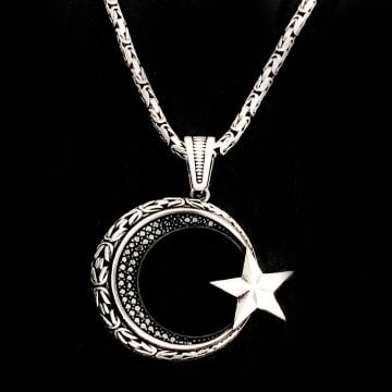 925 Ayar Gümüş Ayyıldız Kral Zincir Kolye