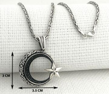 925 Ayar Gümüş Ayyıldız Kral Zincir Kolye