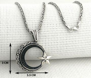 925 Ayar Gümüş Ayyıldız Kral Zincir Kolye