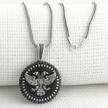 925 Ayar Gümüş Çift Başlı Kartal Kolye