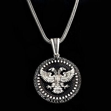 925 Ayar Gümüş Çift Başlı Kartal Kolye