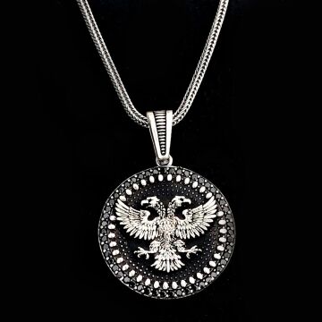 925 Ayar Gümüş Çift Başlı Kartal Kolye