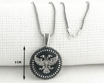 925 Ayar Gümüş Çift Başlı Kartal Kolye