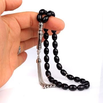 925 AYAR GÜMÜŞ PÜSKÜLLÜ ATEŞ KEHRİBAR TESBİH