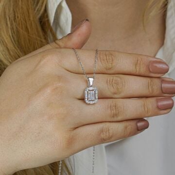 Baget Zirkon Taşlı Gümüş Bayan Set