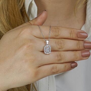 Baget Zirkon Taşlı Gümüş Bayan Set