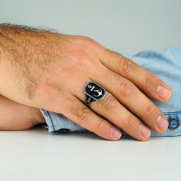 925 Ayar Gümüş Denizci Çapası  Yüzük